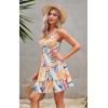 imageECOWISH Summer Dresses for Women 2025 VNeck Spaghetti Strap Bowknot Backless Sleeveless Lace Mini Swing Skater Dress3259 Blue Orange