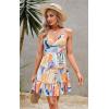 imageECOWISH Summer Dresses for Women 2025 VNeck Spaghetti Strap Bowknot Backless Sleeveless Lace Mini Swing Skater Dress3259 Blue Orange