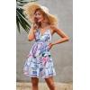 imageECOWISH Summer Dresses for Women 2025 VNeck Spaghetti Strap Bowknot Backless Sleeveless Lace Mini Swing Skater Dress3259 Blue Purple