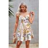 imageECOWISH Summer Dresses for Women 2025 VNeck Spaghetti Strap Bowknot Backless Sleeveless Lace Mini Swing Skater Dress3259 Coffee