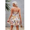 imageECOWISH Summer Dresses for Women 2025 VNeck Spaghetti Strap Bowknot Backless Sleeveless Lace Mini Swing Skater Dress3259 Coffee