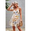 imageECOWISH Summer Dresses for Women 2025 VNeck Spaghetti Strap Bowknot Backless Sleeveless Lace Mini Swing Skater Dress3259 Coffee