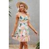 imageECOWISH Summer Dresses for Women 2025 VNeck Spaghetti Strap Bowknot Backless Sleeveless Lace Mini Swing Skater Dress3259 Green Pink