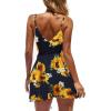 imageECOWISH Summer Dresses for Women 2025 VNeck Spaghetti Strap Bowknot Backless Sleeveless Lace Mini Swing Skater Dress594 Navy Blue Sunflower