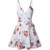 imageECOWISH Summer Dresses for Women 2025 VNeck Spaghetti Strap Bowknot Backless Sleeveless Lace Mini Swing Skater Dress594 White