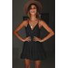 imageECOWISH Summer Dresses for Women 2025 VNeck Spaghetti Strap Bowknot Backless Sleeveless Lace Mini Swing Skater DressBlack 2
