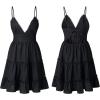 imageECOWISH Summer Dresses for Women 2025 VNeck Spaghetti Strap Bowknot Backless Sleeveless Lace Mini Swing Skater DressBlack