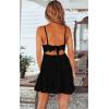 imageECOWISH Summer Dresses for Women 2025 VNeck Spaghetti Strap Bowknot Backless Sleeveless Lace Mini Swing Skater DressBlack