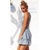 imageECOWISH Summer Dresses for Women 2025 VNeck Spaghetti Strap Bowknot Backless Sleeveless Lace Mini Swing Skater DressLight Blue