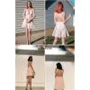 imageECOWISH Summer Dresses for Women 2025 VNeck Spaghetti Strap Bowknot Backless Sleeveless Lace Mini Swing Skater DressPink