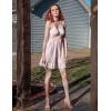 imageECOWISH Summer Dresses for Women 2025 VNeck Spaghetti Strap Bowknot Backless Sleeveless Lace Mini Swing Skater DressPink