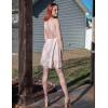 imageECOWISH Summer Dresses for Women 2025 VNeck Spaghetti Strap Bowknot Backless Sleeveless Lace Mini Swing Skater DressPink