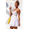 imageECOWISH Summer Dresses for Women 2025 VNeck Spaghetti Strap Bowknot Backless Sleeveless Lace Mini Swing Skater DressWhite 2