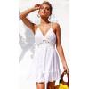 imageECOWISH Summer Dresses for Women 2025 VNeck Spaghetti Strap Bowknot Backless Sleeveless Lace Mini Swing Skater DressWhite 2
