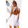 imageECOWISH Summer Dresses for Women 2025 VNeck Spaghetti Strap Bowknot Backless Sleeveless Lace Mini Swing Skater DressWhite 2