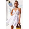 imageECOWISH Summer Dresses for Women 2025 VNeck Spaghetti Strap Bowknot Backless Sleeveless Lace Mini Swing Skater DressWhite 2