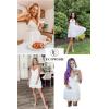 imageECOWISH Summer Dresses for Women 2025 VNeck Spaghetti Strap Bowknot Backless Sleeveless Lace Mini Swing Skater DressWhite