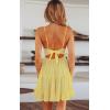 imageECOWISH Summer Dresses for Women 2025 VNeck Spaghetti Strap Bowknot Backless Sleeveless Lace Mini Swing Skater DressYellow