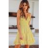 imageECOWISH Summer Dresses for Women 2025 VNeck Spaghetti Strap Bowknot Backless Sleeveless Lace Mini Swing Skater DressYellow