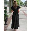 imageECOWISH Summer Maxi Dress for Women Casual Flowy V Neck Short Sleeve A Line Empire Waist Tiered Long Dresses with PocketsBlack