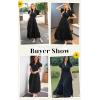 imageECOWISH Summer Maxi Dress for Women Casual Flowy V Neck Short Sleeve A Line Empire Waist Tiered Long Dresses with PocketsBlack