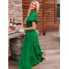 imageECOWISH Summer Maxi Dress for Women Casual Flowy V Neck Short Sleeve A Line Empire Waist Tiered Long Dresses with PocketsGreen