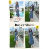 imageECOWISH Womens Midi Dress Short Sleeve V Neck Button Front Casual Flowy ALine Shirt Dresses with Pockets for Summer SpringGray Bluev