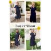 imageECOWISH Womens Midi Dress Short Sleeve V Neck Button Front Casual Flowy ALine Shirt Dresses with Pockets for Summer SpringNavy Blue