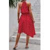 imageECOWISH Polka Dot Womens Summer Dress Flowy Cute High Low Sleeveless Boho Criss Cross Halterneck Cocktail Midi Sundress 2025Red