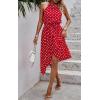 imageECOWISH Polka Dot Womens Summer Dress Flowy Cute High Low Sleeveless Boho Criss Cross Halterneck Cocktail Midi Sundress 2025Red