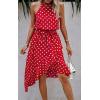 imageECOWISH Polka Dot Womens Summer Dress Flowy Cute High Low Sleeveless Boho Criss Cross Halterneck Cocktail Midi Sundress 2025Red