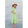 imageECOWISH Women Summer Casual Dress  V Neck Short Sleeve Gingham Midi Pleated Tiered Loose Fit Holiday Picnic DressesLight Green