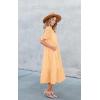 imageECOWISH Women Summer Casual Dress  V Neck Short Sleeve Gingham Midi Pleated Tiered Loose Fit Holiday Picnic DressesYellow