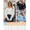 imageECOWISH Women Valentine Heart Sweater V Neck Embroidery Knit Loose Casual Long Sleeve Ribbed Pullover SweatersGray Blue