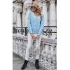 imageECOWISH Women Valentine Heart Sweater V Neck Embroidery Knit Loose Casual Long Sleeve Ribbed Pullover SweatersGray Blue