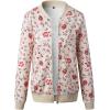 imageECOWISH Womens Casual Floral Zip Up Bomber Jacket Coat Stand Collar Lightweight Short Outwear Tops Windbreaker with Pockets333 Pink