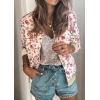 imageECOWISH Womens Casual Floral Zip Up Bomber Jacket Coat Stand Collar Lightweight Short Outwear Tops Windbreaker with Pockets333 Pink