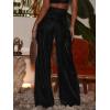 imageECOWISH Womens Velvet Pants Elastic High Waist Palazzo Pants Casual Flare Long Trousers381 Black