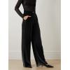 imageECOWISH Womens Velvet Pants Elastic High Waist Palazzo Pants Casual Flare Long Trousers381 Black