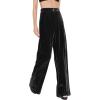 imageECOWISH Womens Velvet Pants Elastic High Waist Palazzo Pants Casual Flare Long Trousers381 Black