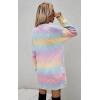imageECOWISH Womens Cardigan Sweaters Fall Winter Knitted Rainbow Color Block Striped Cozy Kimono Long Sleeve Open Front Pockets3183 Pink
