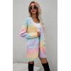 imageECOWISH Womens Cardigan Sweaters Fall Winter Knitted Rainbow Color Block Striped Cozy Kimono Long Sleeve Open Front Pockets3183 Pink