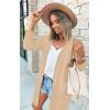 imageECOWISH Womens Cardigan Sweaters Fall Winter Knitted Rainbow Color Block Striped Cozy Kimono Long Sleeve Open Front Pockets861 Beige