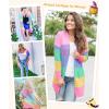 imageECOWISH Womens Cardigan Sweaters Fall Winter Knitted Rainbow Color Block Striped Cozy Kimono Long Sleeve Open Front PocketsPink