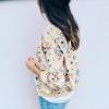 imageECOWISH Womens Casual Floral Zip Up Bomber Jacket Coat Lightweight Short Camo No Lining Outwear Tops Windbreaker with Pocket3303 Blue Flower