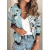 imageECOWISH Womens Casual Floral Zip Up Bomber Jacket Coat Lightweight Short Camo No Lining Outwear Tops Windbreaker with Pocket333 Blue
