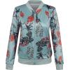 imageECOWISH Womens Casual Floral Zip Up Bomber Jacket Coat Lightweight Short Camo No Lining Outwear Tops Windbreaker with Pocket333 Blue Black