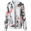 imageECOWISH Womens Casual Floral Zip Up Bomber Jacket Coat Lightweight Short Camo No Lining Outwear Tops Windbreaker with Pocket333 White