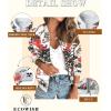imageECOWISH Womens Casual Floral Zip Up Bomber Jacket Coat Lightweight Short Camo No Lining Outwear Tops Windbreaker with Pocket333 White