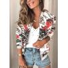 imageECOWISH Womens Casual Floral Zip Up Bomber Jacket Coat Lightweight Short Camo No Lining Outwear Tops Windbreaker with Pocket333 White